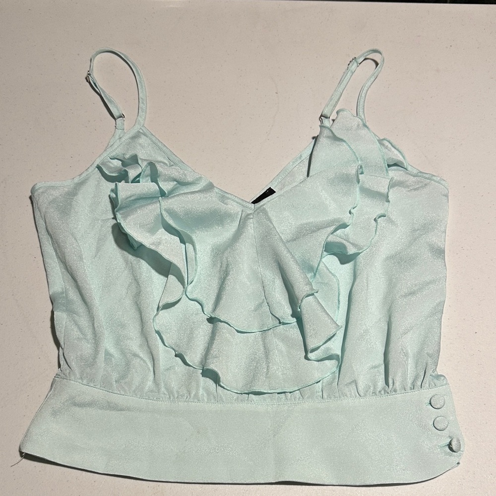 Caribbean Queen Light Green Ruffle Camisole